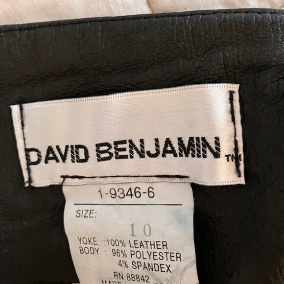 VTG David Benjamin pencil skirt black leather trim Women's size 10 Midi - Picture 4 of 4